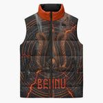 Bennu Sleeveless Puffer Jacket Ancient Egyptian Lava Crack Texture, Phoenix Firebird and Reborn from Chaos - African Pride