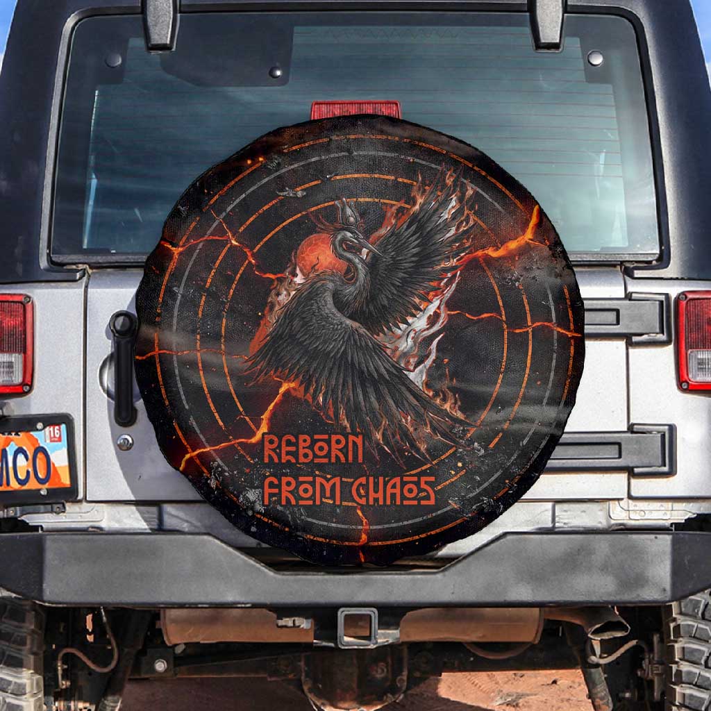 Bennu Spare Tire Cover Ancient Egyptian Lava Crack Texture, Phoenix Firebird and Reborn from Chaos - African Pride