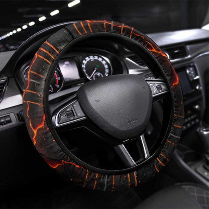 Bennu Steering Wheel Cover Ancient Egyptian Lava Crack Texture, Phoenix Firebird and Reborn from Chaos - African Pride