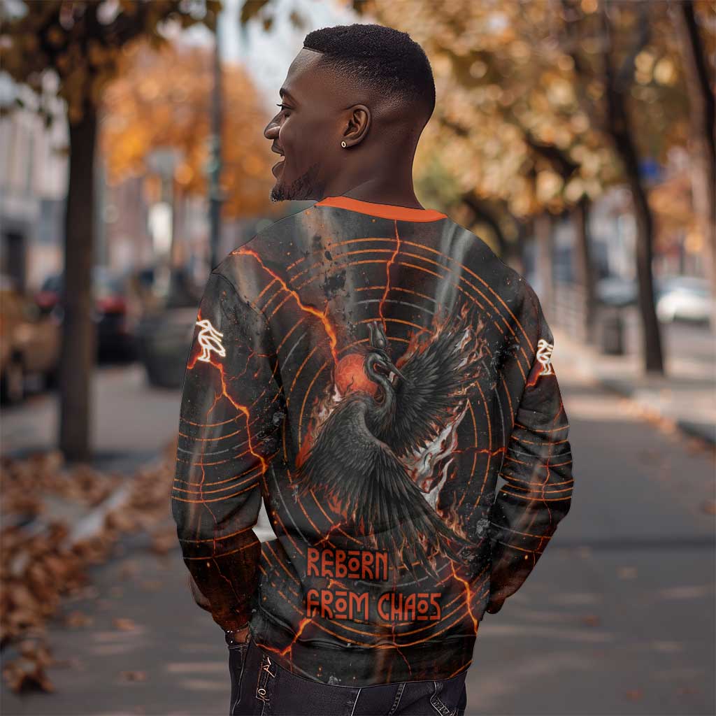Bennu Sweatshirt Ancient Egyptian Lava Crack Texture, Phoenix Firebird and Reborn from Chaos - African Pride