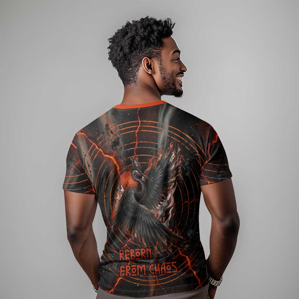 Bennu T shirt Ancient Egyptian Lava Crack Texture, Phoenix Firebird and Reborn from Chaos - African Pride