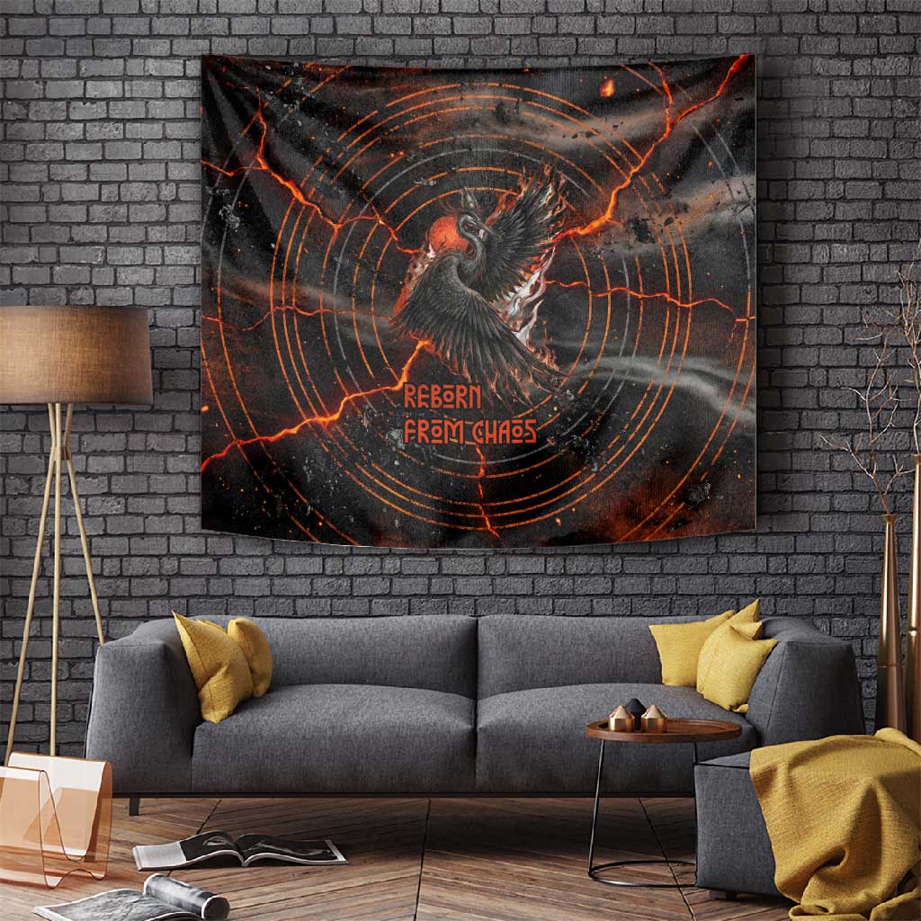 Bennu Tapestry Ancient Egyptian Lava Crack Texture, Phoenix Firebird and Reborn from Chaos - African Pride