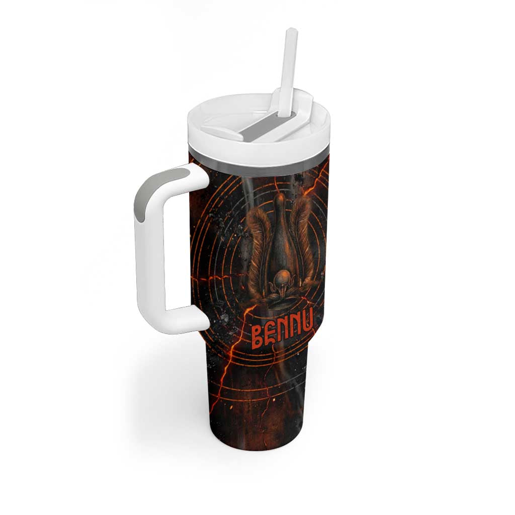 Bennu Tumbler With Handle Ancient Egyptian Lava Crack Texture, Phoenix Firebird and Reborn from Chaos - African Pride