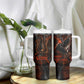 Bennu Tumbler With Handle Ancient Egyptian Lava Crack Texture, Phoenix Firebird and Reborn from Chaos - African Pride