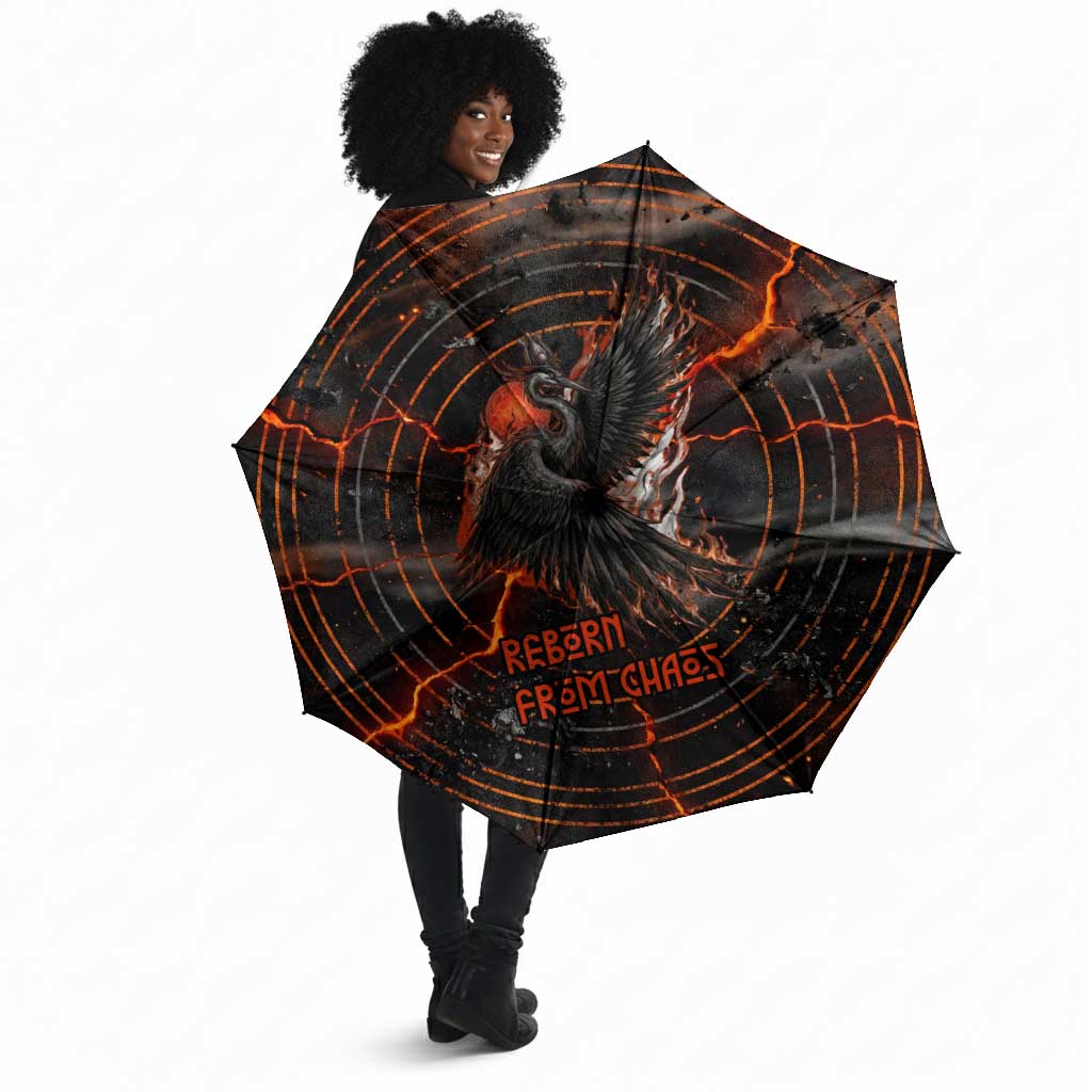 Bennu Umbrella Ancient Egyptian Lava Crack Texture, Phoenix Firebird and Reborn from Chaos - African Pride