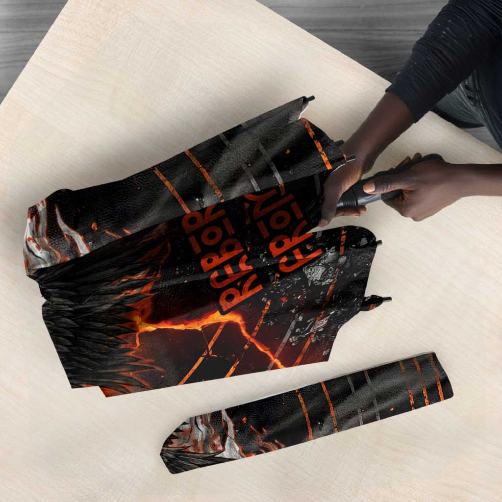 Bennu Umbrella Ancient Egyptian Lava Crack Texture, Phoenix Firebird and Reborn from Chaos - African Pride