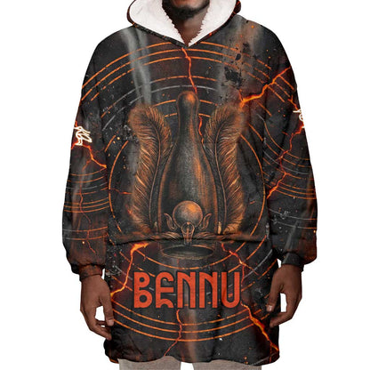 Bennu Wearable Blanket Hoodie Ancient Egyptian Lava Crack Texture, Phoenix Firebird and Reborn from Chaos - African Pride