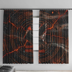 Bennu Window Curtain Ancient Egyptian Lava Crack Texture, Phoenix Firebird and Reborn from Chaos - African Pride