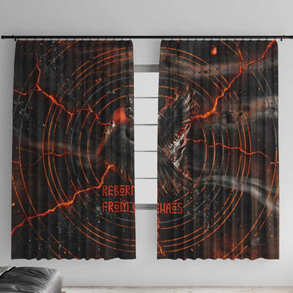 Bennu Window Curtain Ancient Egyptian Lava Crack Texture, Phoenix Firebird and Reborn from Chaos - African Pride