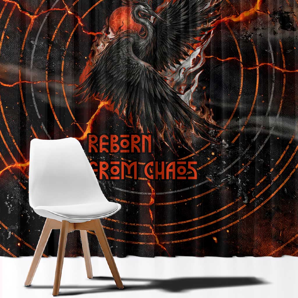 Bennu Window Curtain Ancient Egyptian Lava Crack Texture, Phoenix Firebird and Reborn from Chaos - African Pride