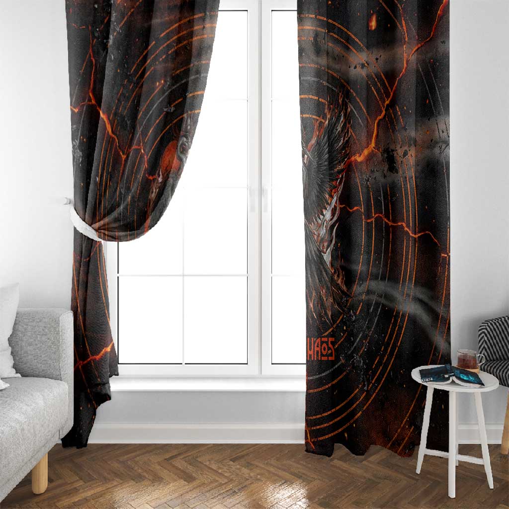Bennu Window Curtain Ancient Egyptian Lava Crack Texture, Phoenix Firebird and Reborn from Chaos - African Pride