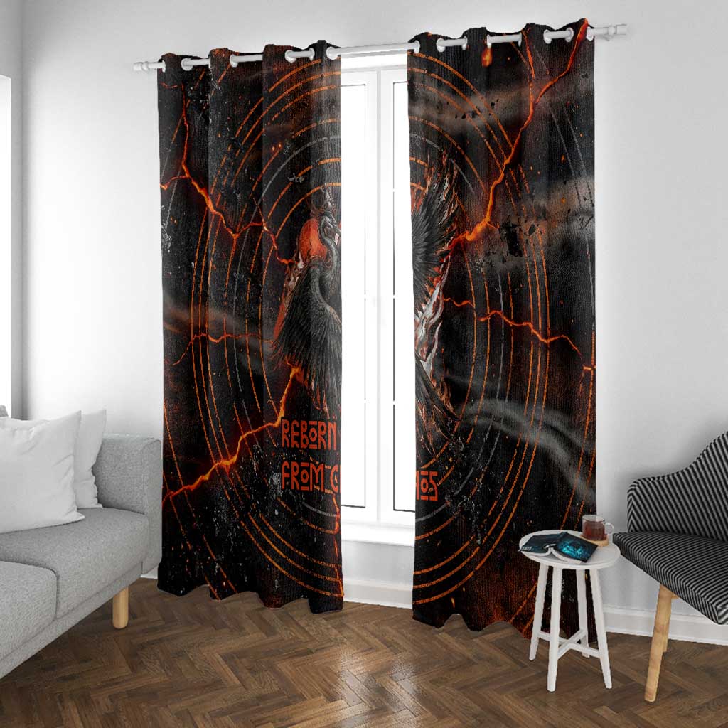 Bennu Window Curtain Ancient Egyptian Lava Crack Texture, Phoenix Firebird and Reborn from Chaos - African Pride
