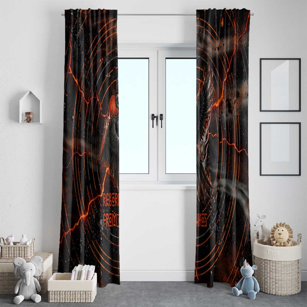 Bennu Window Curtain Ancient Egyptian Lava Crack Texture, Phoenix Firebird and Reborn from Chaos - African Pride