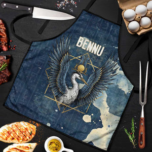 Bennu Ancient Egyptian Apron with Deep Blue Ink Wash, Winged Bennu Bird and Soul of Ra - African Pride