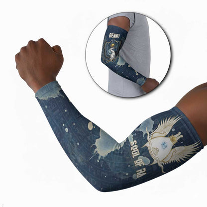 Bennu Ancient Egyptian Arm Sleeves with Deep Blue Ink Wash, Winged Bennu Bird and Soul of Ra - African Pride