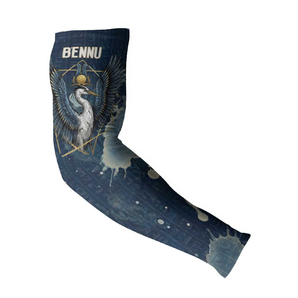 Bennu Ancient Egyptian Arm Sleeves with Deep Blue Ink Wash, Winged Bennu Bird and Soul of Ra - African Pride