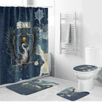 Bennu Ancient Egyptian Bathroom Set with Deep Blue Ink Wash, Winged Bennu Bird and Soul of Ra - African Pride