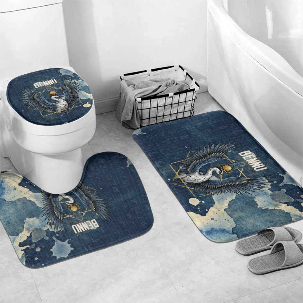 Bennu Ancient Egyptian Bathroom Set with Deep Blue Ink Wash, Winged Bennu Bird and Soul of Ra - African Pride