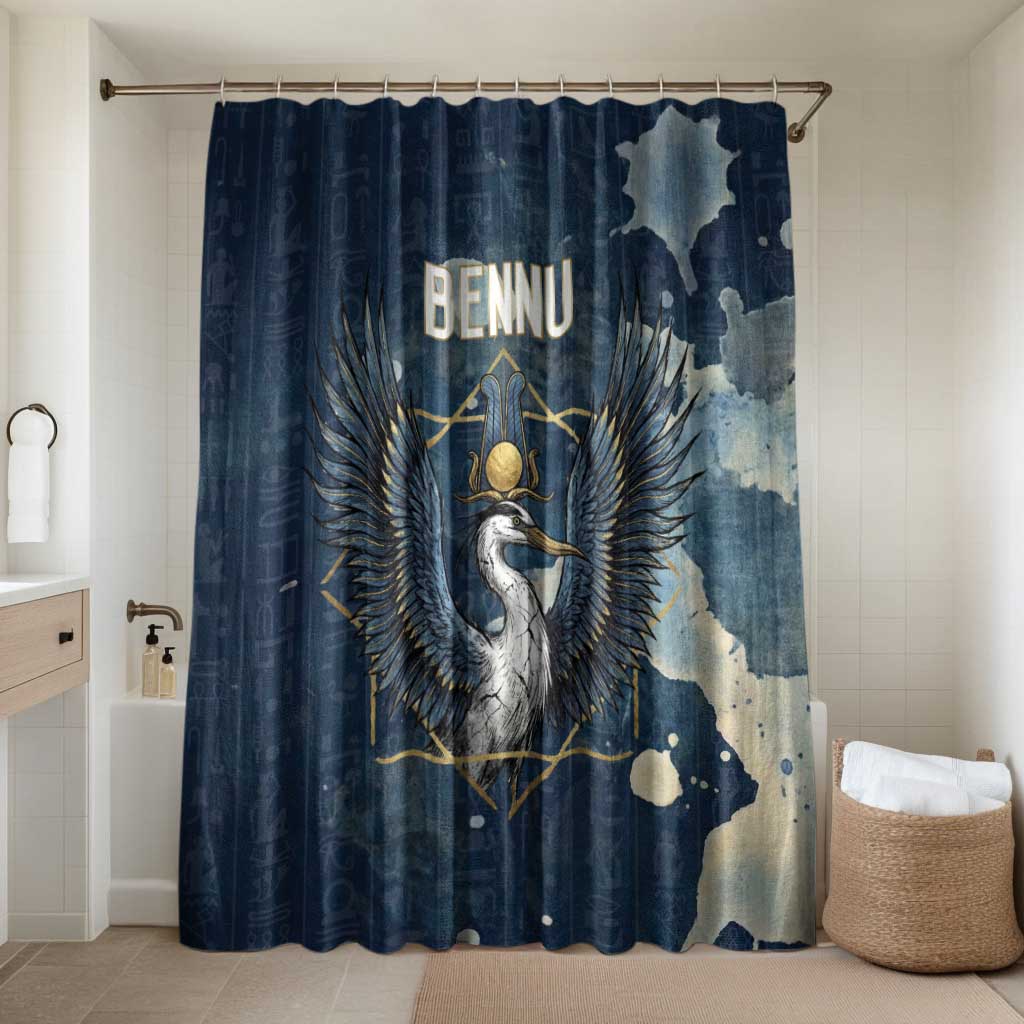 Bennu Ancient Egyptian Bathroom Set with Deep Blue Ink Wash, Winged Bennu Bird and Soul of Ra - African Pride