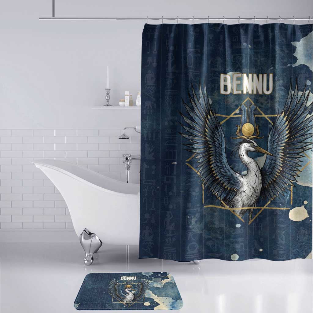 Bennu Ancient Egyptian Bathroom Set with Deep Blue Ink Wash, Winged Bennu Bird and Soul of Ra - African Pride