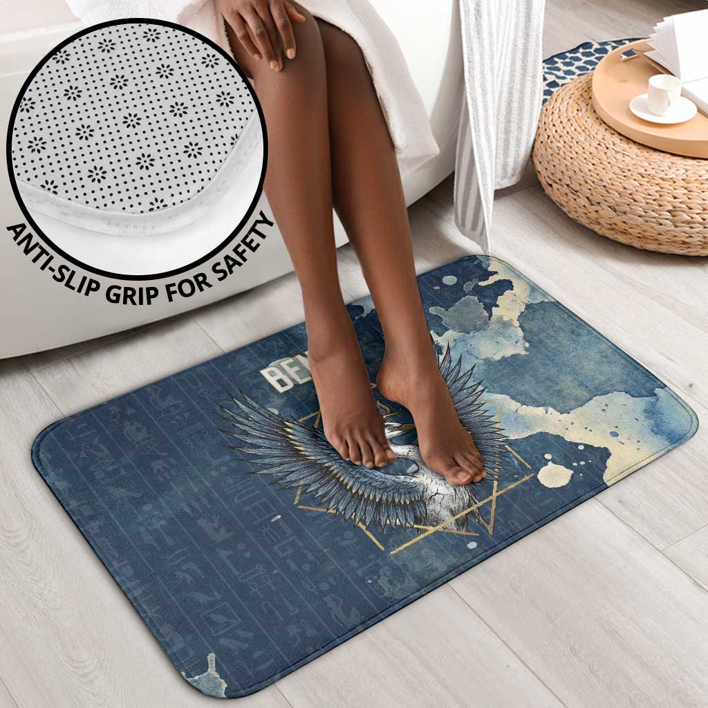 Bennu Ancient Egyptian Bathroom Set with Deep Blue Ink Wash, Winged Bennu Bird and Soul of Ra - African Pride