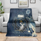 Bennu Ancient Egyptian Blanket with Deep Blue Ink Wash, Winged Bennu Bird and Soul of Ra - African Pride