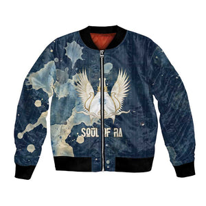 Bennu Ancient Egyptian Bomber Jacket with Deep Blue Ink Wash, Winged Bennu Bird and Soul of Ra - African Pride