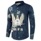 Bennu Ancient Egyptian Button Sweatshirt with Deep Blue Ink Wash, Winged Bennu Bird and Soul of Ra
