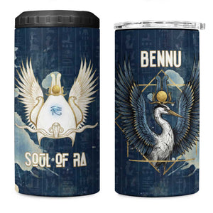 Bennu Ancient Egyptian 4 in 1 Can Cooler Tumbler with Deep Blue Ink Wash, Winged Bennu Bird and Soul of Ra - African Pride