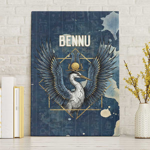 Bennu Ancient Egyptian Canvas Wall Art with Deep Blue Ink Wash, Winged Bennu Bird and Soul of Ra - African Pride