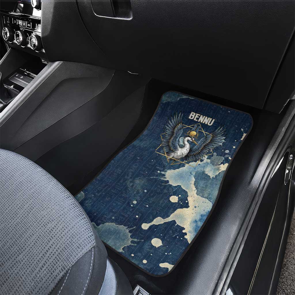 Bennu Ancient Egyptian Car Mats with Deep Blue Ink Wash, Winged Bennu Bird and Soul of Ra - African Pride