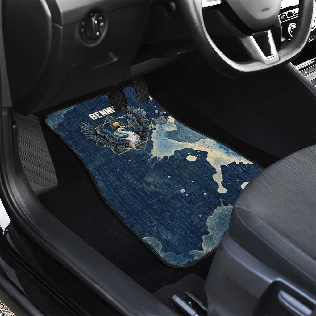 Bennu Ancient Egyptian Car Mats with Deep Blue Ink Wash, Winged Bennu Bird and Soul of Ra - African Pride