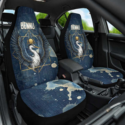 Bennu Ancient Egyptian Car Seat Cover with Deep Blue Ink Wash, Winged Bennu Bird and Soul of Ra - African Pride
