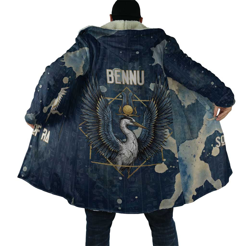Bennu Ancient Egyptian Cloak with Deep Blue Ink Wash, Winged Bennu Bird and Soul of Ra - African Pride