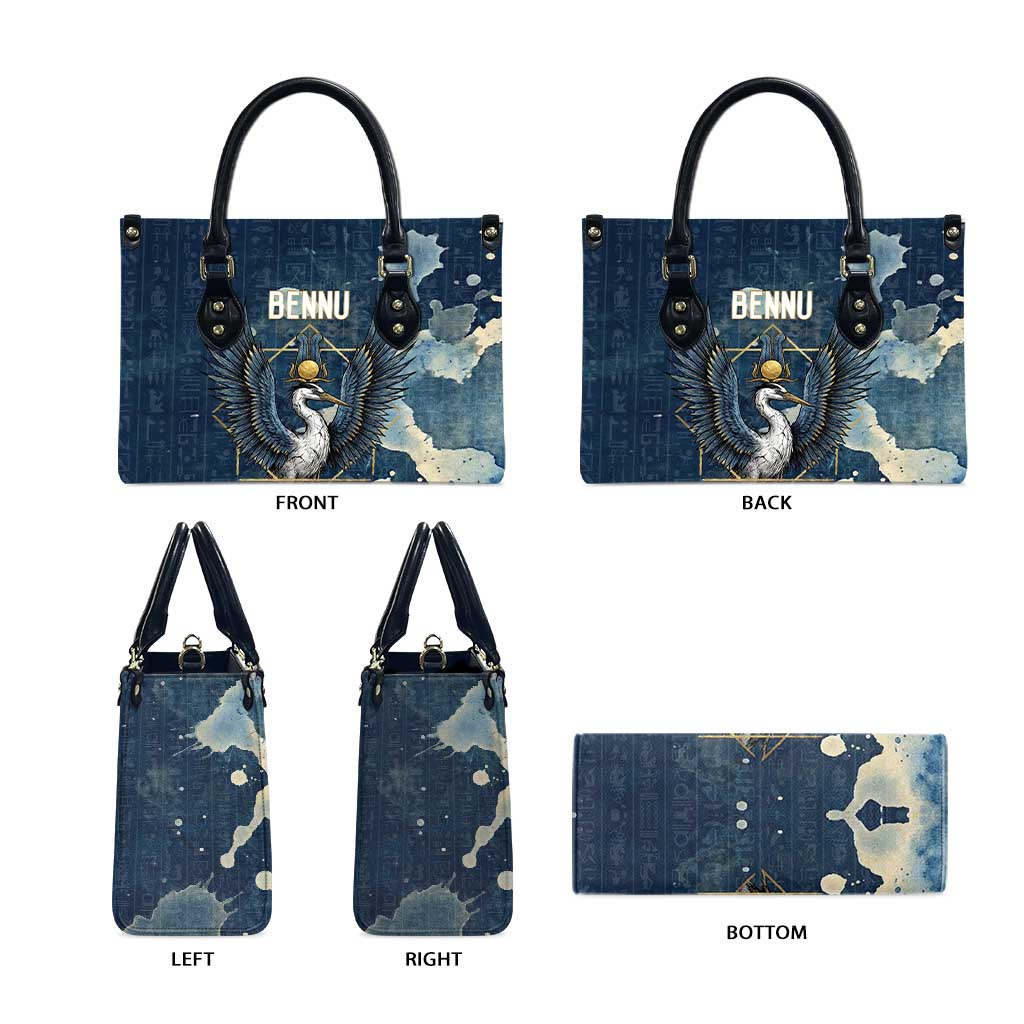 Bennu Ancient Egyptian Leather Bag with Deep Blue Ink Wash, Winged Bennu Bird and Soul of Ra - African Pride
