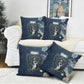 Bennu Ancient Egyptian Pillow Cover with Deep Blue Ink Wash, Winged Bennu Bird and Soul of Ra - African Pride