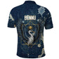 Bennu Ancient Egyptian Polo Shirt with Deep Blue Ink Wash, Winged Bennu Bird and Soul of Ra - African Pride