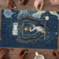 Bennu Ancient Egyptian Puzzle with Deep Blue Ink Wash, Winged Bennu Bird and Soul of Ra - African Pride