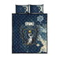Bennu Ancient Egyptian Quilt Bed Set with Deep Blue Ink Wash, Winged Bennu Bird and Soul of Ra - African Pride