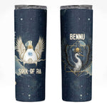 Bennu Ancient Egyptian Skinny Tumbler with Deep Blue Ink Wash, Winged Bennu Bird and Soul of Ra - African Pride