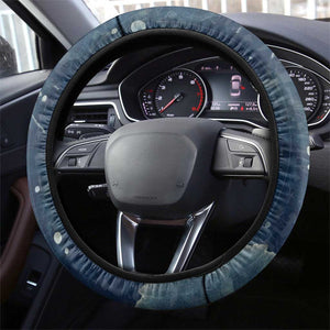 Bennu Ancient Egyptian Steering Wheel Cover with Deep Blue Ink Wash, Winged Bennu Bird and Soul of Ra - African Pride
