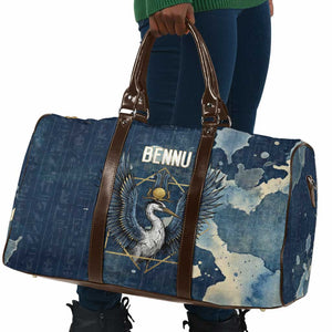 Bennu Ancient Egyptian Travel Bag with Deep Blue Ink Wash, Winged Bennu Bird and Soul of Ra - African Pride