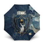 Bennu Ancient Egyptian Umbrella with Deep Blue Ink Wash, Winged Bennu Bird and Soul of Ra - African Pride
