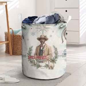 Bass Reeves Christmas Laundry Basket Old West Deputy Lawman Pine Branch Winter Holiday