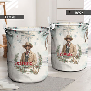 Bass Reeves Christmas Laundry Basket Old West Deputy Lawman Pine Branch Winter Holiday