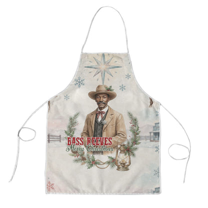 Bass Reeves Christmas Apron Old West Deputy Lawman Pine Branch Winter Holiday