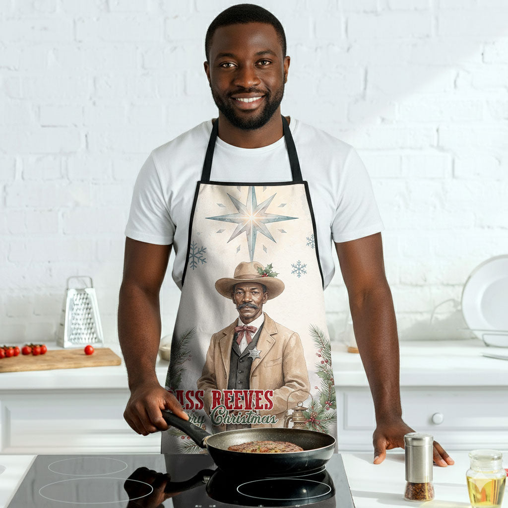 Bass Reeves Christmas Apron Old West Deputy Lawman Pine Branch Winter Holiday
