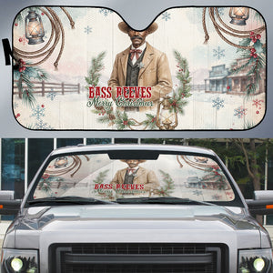 Bass Reeves Christmas Auto Sun Shade Old West Deputy Lawman Pine Branch Winter Holiday