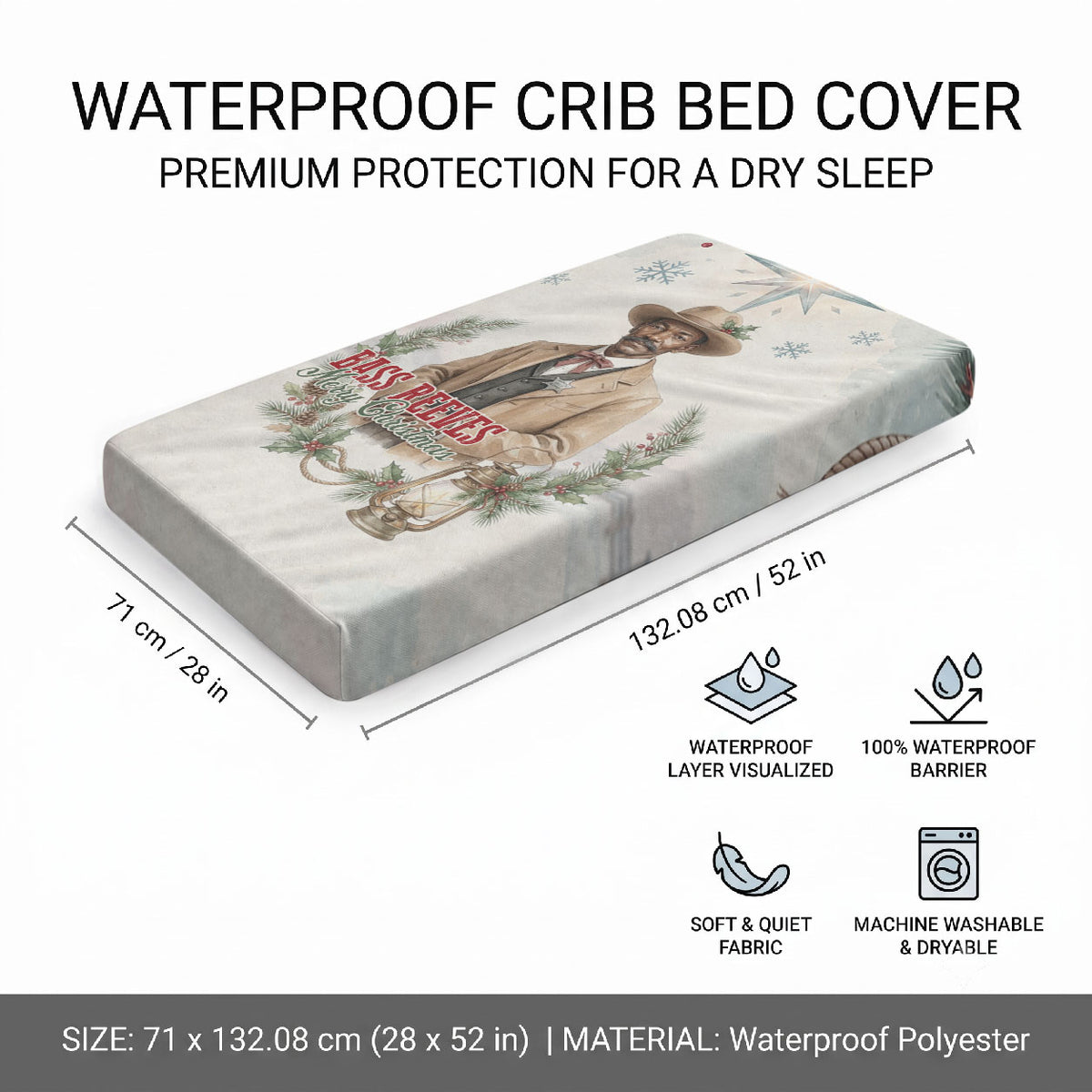 Bass Reeves Christmas Baby Bed Cover Old West Deputy Lawman Pine Branch Winter Holiday