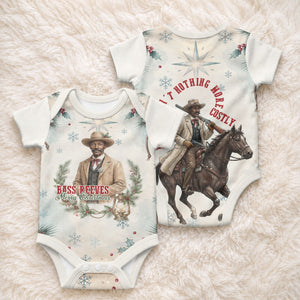 Bass Reeves Christmas Baby Onesie Old West Deputy Lawman Pine Branch Winter Holiday